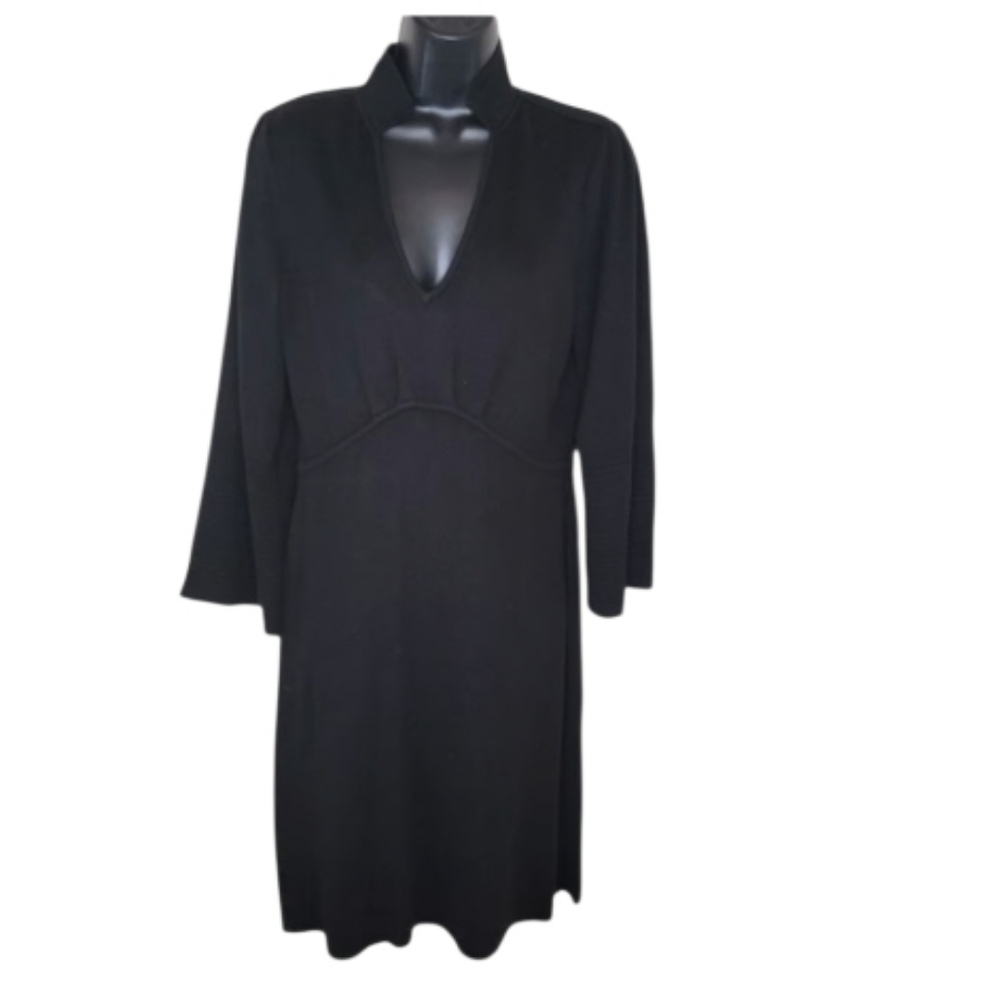 Eliza J black Ribbed Knit Sweater Dress With Flare Sleeve Size Medium